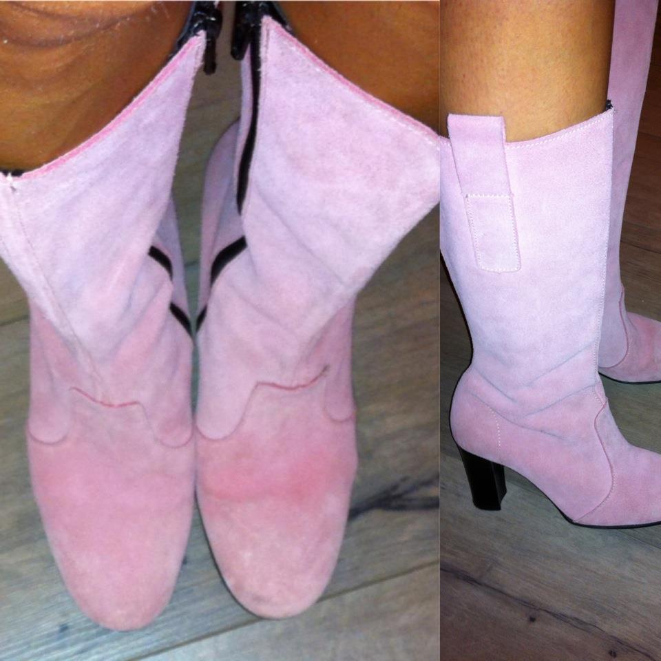 Bottes en daim, vieux rose