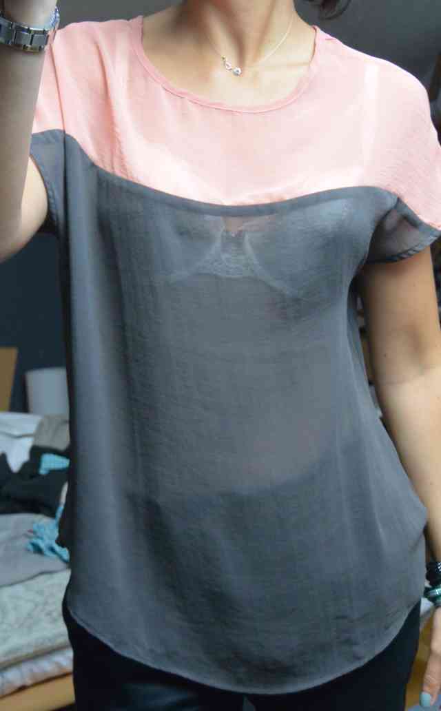 Tee shirt gris - rose pale naf naf